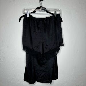 stars above Black Satin Lace-Trim Sleep Set